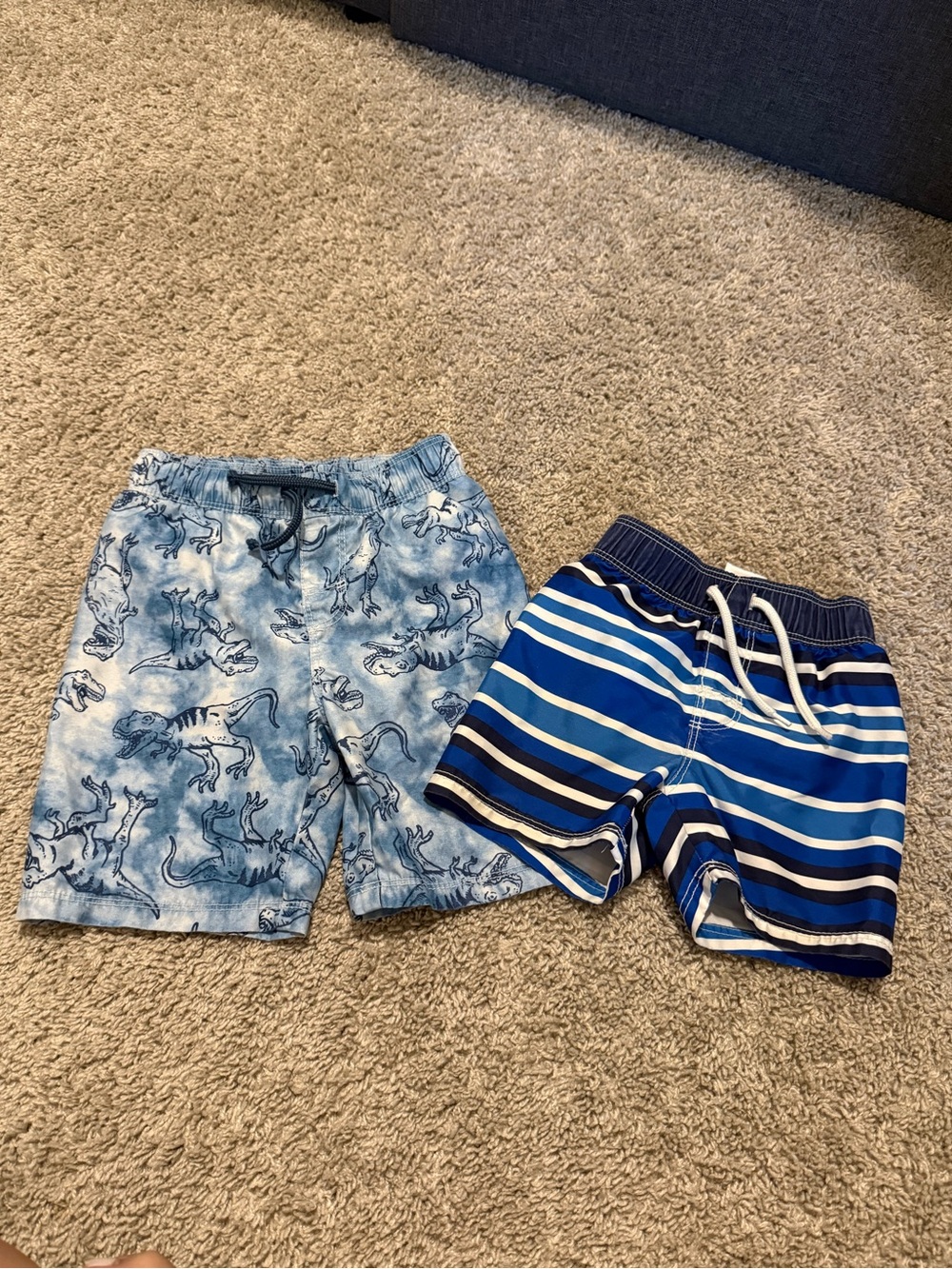 Old Navy Blue Dino Print & Navy Striped Swim Trunks Set